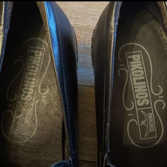 Pikolinos Pointy Toe Leather Loafer Heels - Picture 10 of 12